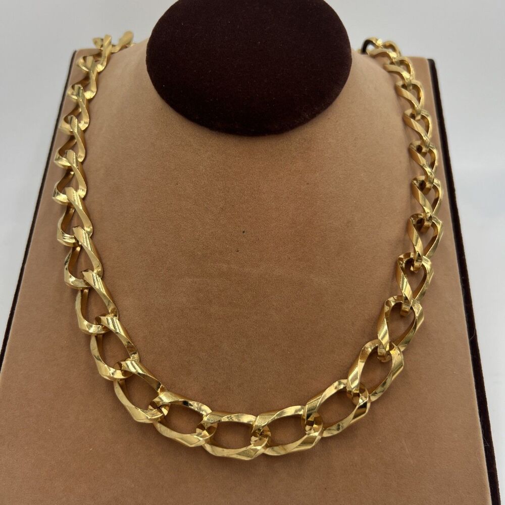 Vintage Monet Necklace Gold Tone Chunky 26" Heavy Chain Adjustable Sleek